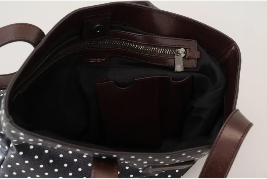 Dolce & Gabbana Zwart Witte Polka Dot Canvas Winkel Tote Tas Black Dames - Foto 3