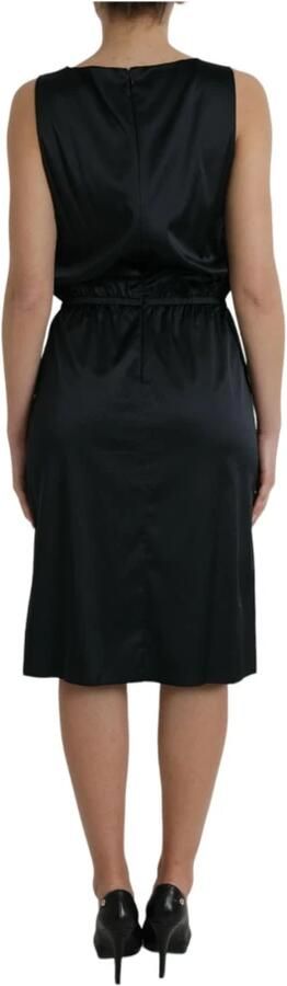 Dolce & Gabbana Zwart Zijden Kantdetail Midi Jurk Black Dames - Foto 4