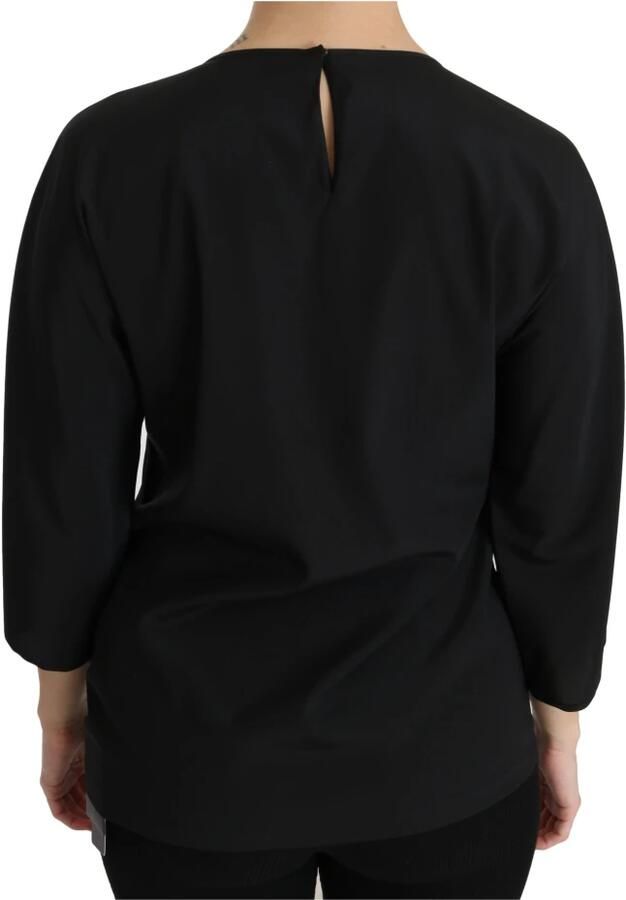 Dolce & Gabbana Zwart Zijden Stretch Top met Borduurwerk Black Dames - Foto 2