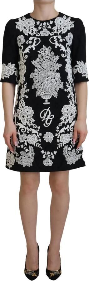 Dolce & Gabbana Stijlvolle Zwarte A-Lijn Mini Jurk met Kant Multicolor Dames - Foto 8