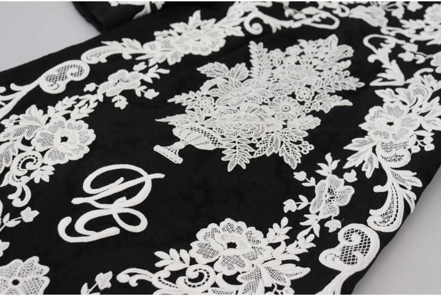 Dolce & Gabbana Stijlvolle Zwarte A-Lijn Mini Jurk met Kant Multicolor Dames