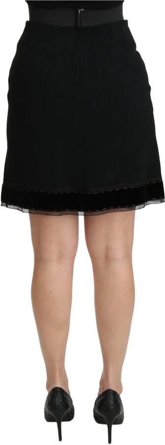 Dolce & Gabbana Black A-line High Waist Mini Viscose Skirt Zwart Dames - Foto 4