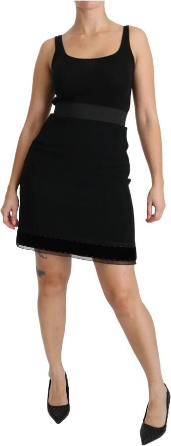 Dolce & Gabbana Black A-line High Waist Mini Viscose Skirt Zwart Dames