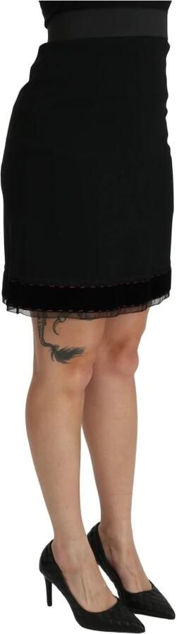Dolce & Gabbana Black A-line High Waist Mini Viscose Skirt Zwart Dames - Foto 2