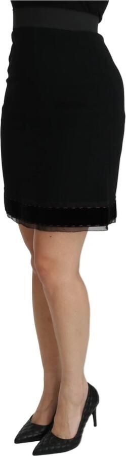 Dolce & Gabbana Black A-line High Waist Mini Viscose Skirt Zwart Dames - Foto 3