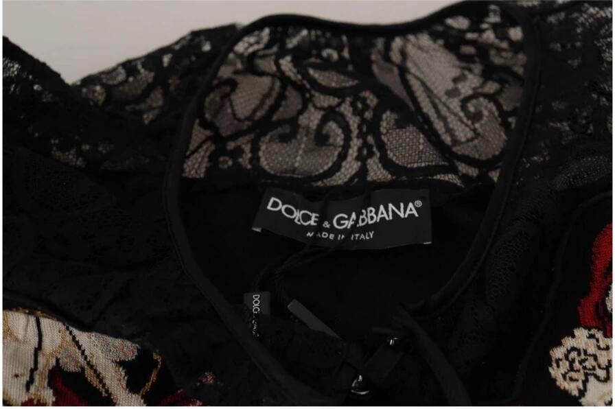 Dolce & Gabbana Black Silk Knit Roses Angel Pullover Sweater Zwart Dames - Foto 2