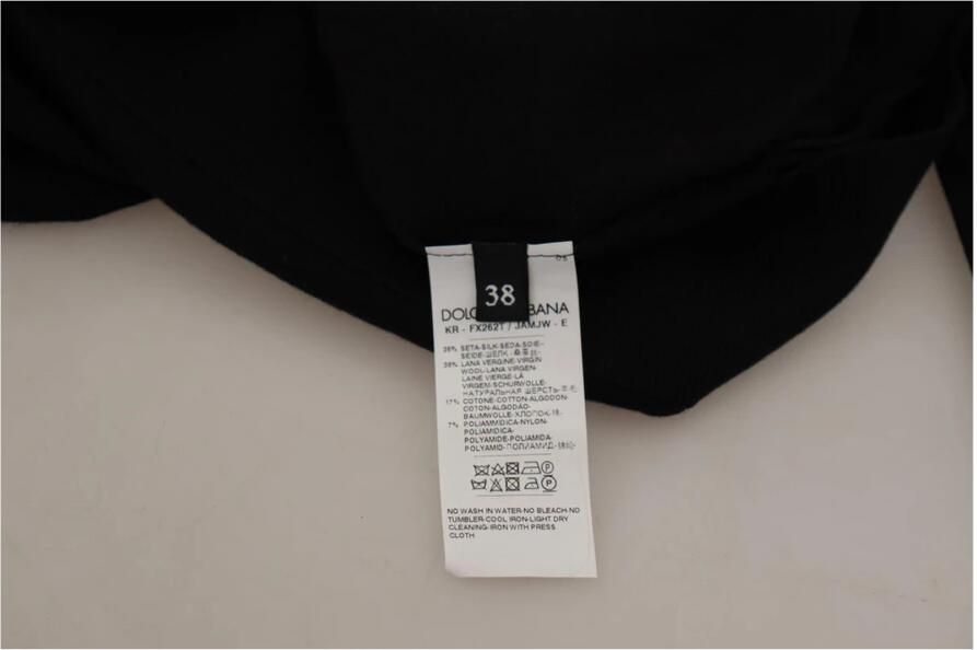 Dolce & Gabbana Black Silk Knit Roses Angel Pullover Sweater Zwart Dames - Foto 3