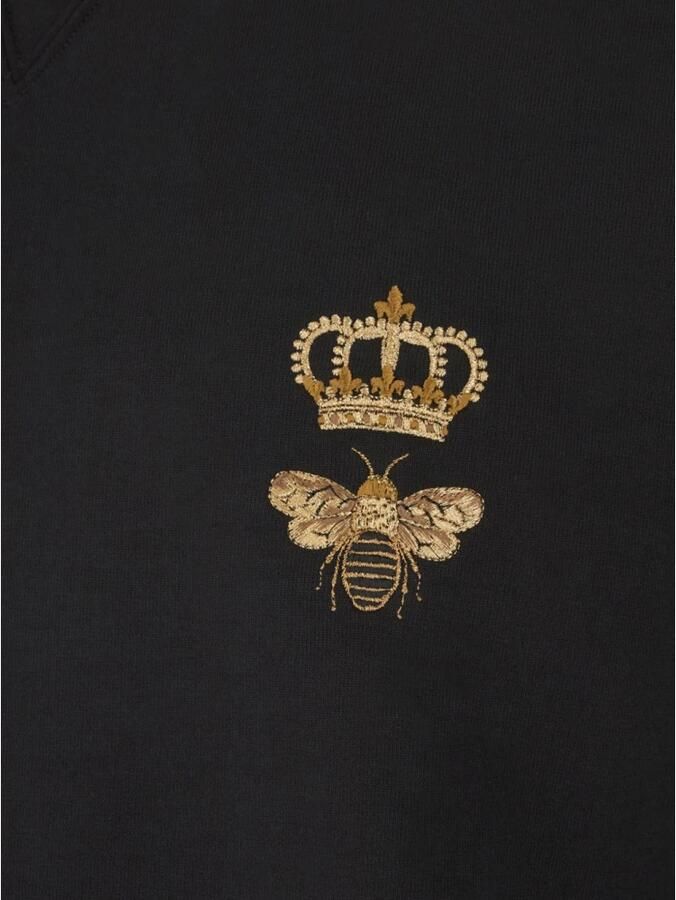 Dolce & Gabbana Kroon Bij Geborduurde Katoenen Sweatshirt Black Heren - Foto 4
