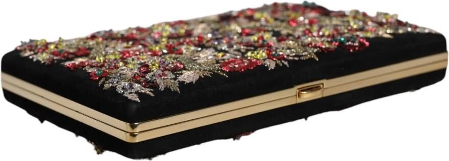 Dolce & Gabbana Zwarte Bloemen Gouden Frame Clutch Portemonnee Multicolor Dames - Foto 4