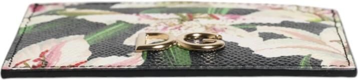 Dolce & Gabbana Zwarte Bloemen Leren Kaarthouder Portemonnee Multicolor Dames - Foto 2