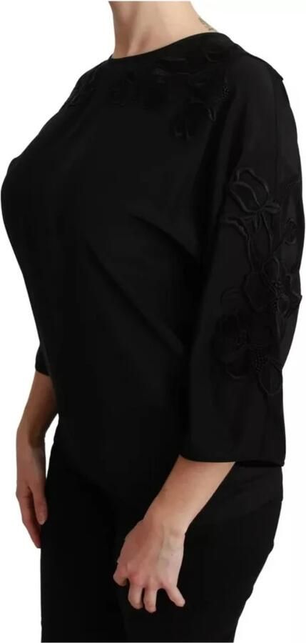 Dolce & Gabbana Zwarte Bloemen Zijden Geborduurde Blouse Black Dames - Foto 4