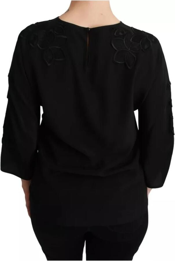 Dolce & Gabbana Zwarte Bloemen Zijden Geborduurde Blouse Black Dames - Foto 2
