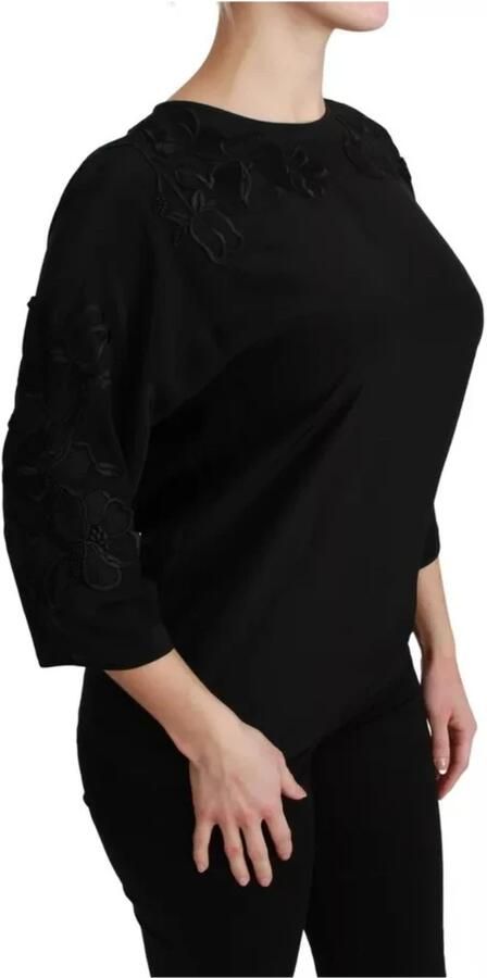 Dolce & Gabbana Zwarte Bloemen Zijden Geborduurde Blouse Black Dames - Foto 3