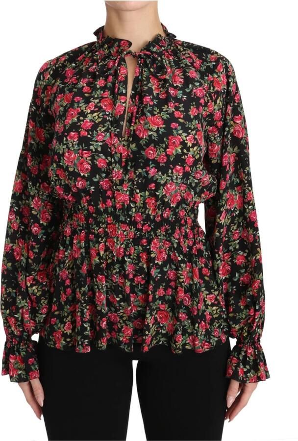 Dolce & Gabbana Zwarte bloemen zijden overhemd Multicolor Dames - Foto 2