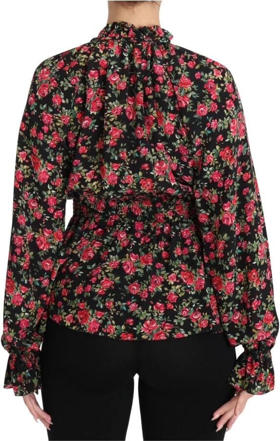 Dolce & Gabbana Zwarte bloemen zijden overhemd Multicolor Dames - Foto 3