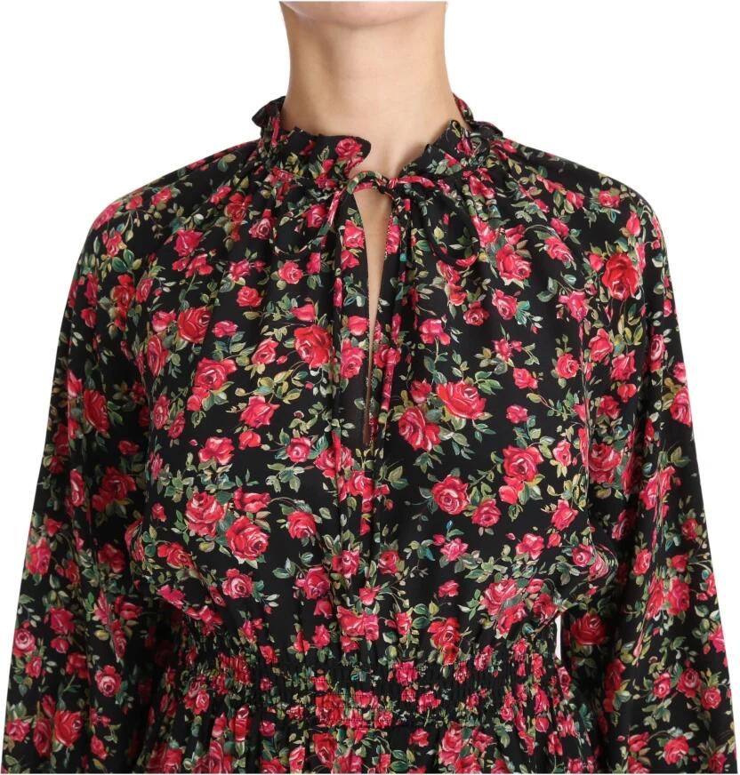 Dolce & Gabbana Zwarte bloemen zijden overhemd Multicolor Dames