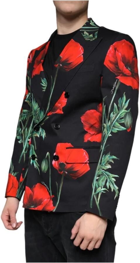 Dolce & Gabbana Zwarte Bloemenblazer met Slim Fit Multicolor Heren - Foto 5
