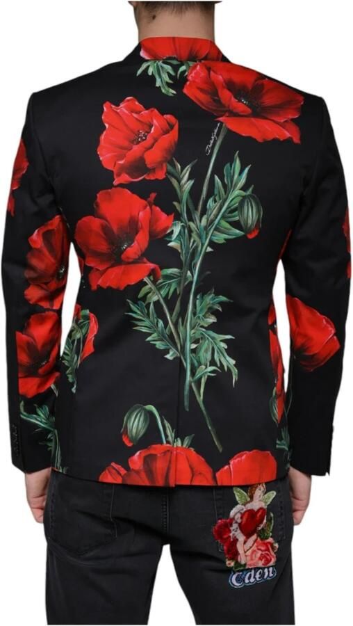 Dolce & Gabbana Zwarte Bloemenblazer met Slim Fit Multicolor Heren - Foto 4