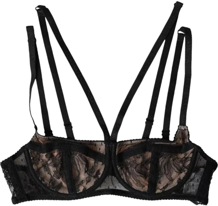 Dolce & Gabbana Zwarte Bloemenkant Balconcino Beha Black Dames - Foto 4