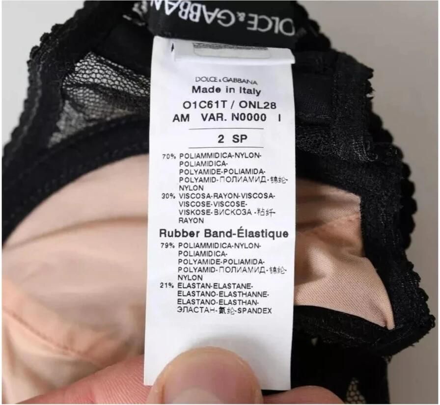 Dolce & Gabbana Zwarte Bloemenkant Balconcino Beha Black Dames - Foto 2