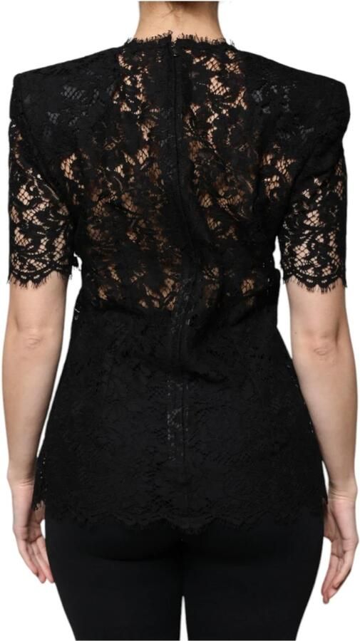 Dolce & Gabbana Zwarte Bloemenkant Blouse Top Black Dames - Foto 4