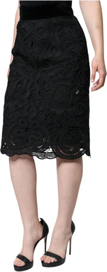 Dolce & Gabbana Zwarte Bloemenkant Potloodrok Black Dames - Foto 5