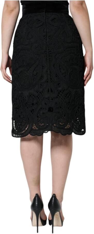 Dolce & Gabbana Zwarte Bloemenkant Potloodrok Black Dames - Foto 4