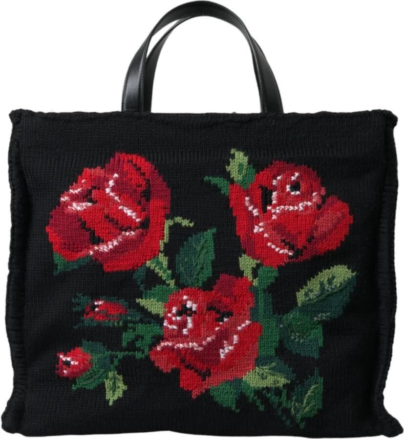 Dolce & Gabbana Zwarte Cashmere Rozenborduurwerk Tote Tas Multicolor Dames - Foto 9