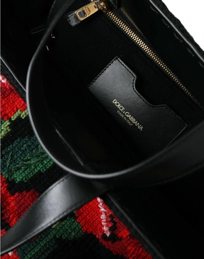 Dolce & Gabbana Zwarte Cashmere Rozenborduurwerk Tote Tas Multicolor Dames - Foto 5