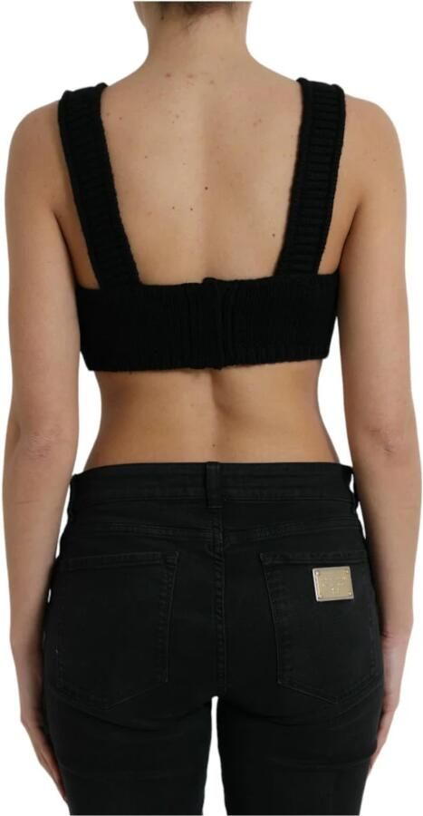 Dolce & Gabbana Zwarte Cashmere V-Hals Crop Top Black Dames - Foto 3