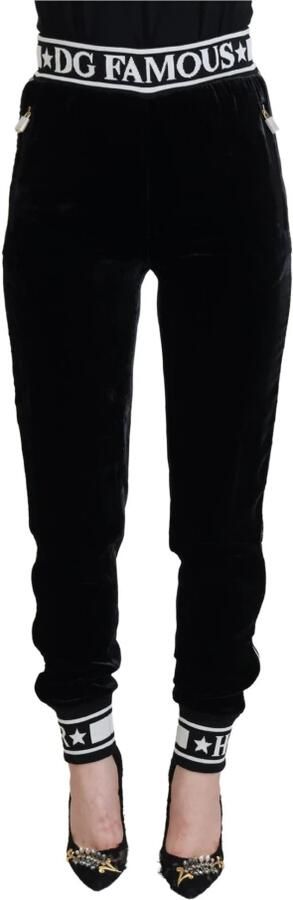 Dolce & Gabbana Zwarte DG Logo Fluwelen Broekbroek Black Dames - Foto 4