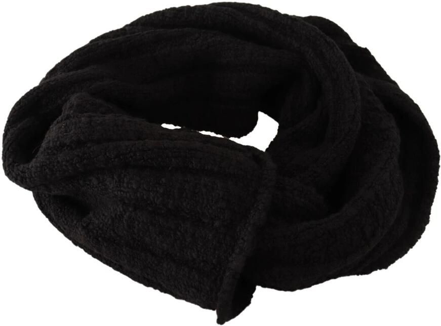 Dolce & Gabbana Zwart Gebreid Unisex Warmer Shawl Sjaal Black Dames