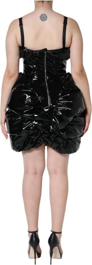 Dolce & Gabbana Zwarte Gerimpelde Coated Mini Jurk Rits Black Dames - Foto 2
