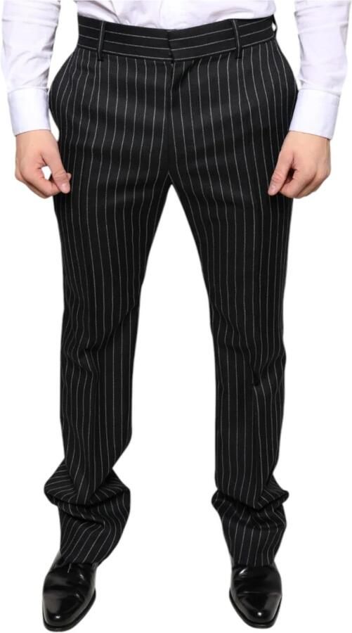 Dolce & Gabbana Zwarte Gestreepte Skinny Broek Black Heren