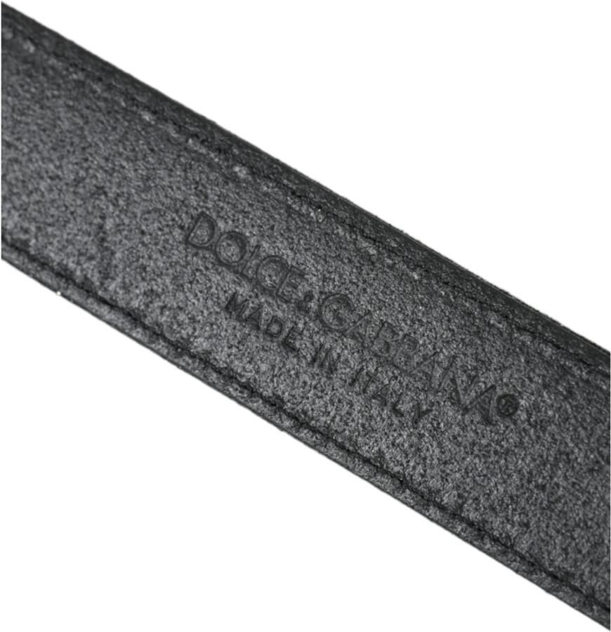 Dolce & Gabbana Zwarte Glitterleren Riem met Zilveren Gesp Black