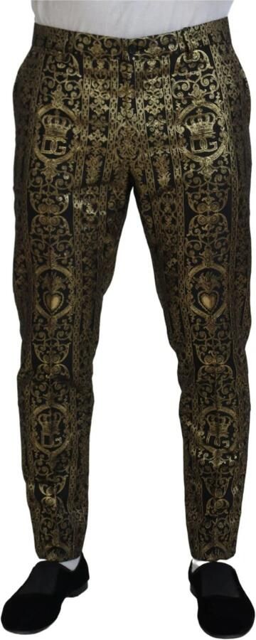 Dolce & Gabbana Zwarte Gouden Jacquard Jurkbroek Multicolor Heren - Foto 6