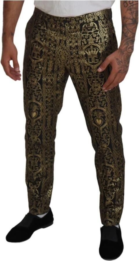 Dolce & Gabbana Zwarte Gouden Jacquard Jurkbroek Multicolor Heren - Foto 3