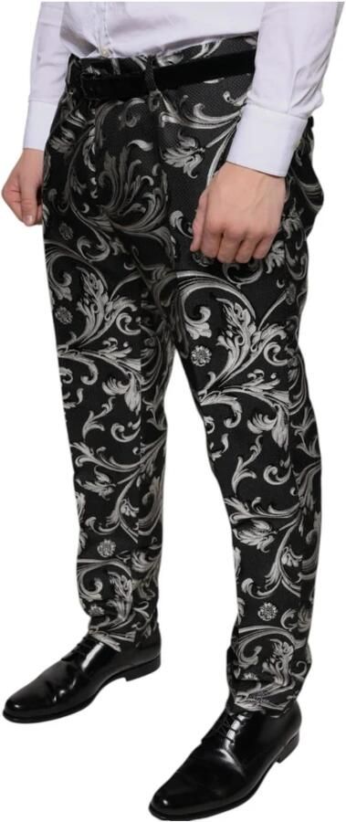 Dolce & Gabbana Zwarte Jacquard Logo Skinny Jurk Broek Black Heren - Foto 3