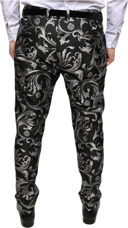 Dolce & Gabbana Zwarte Jacquard Logo Skinny Jurk Broek Black Heren - Foto 2