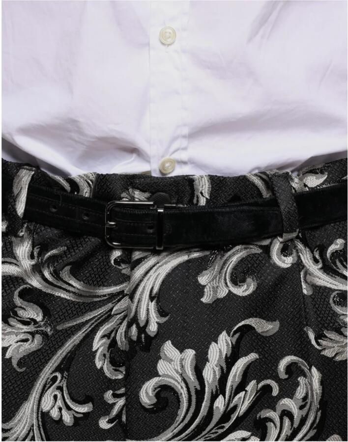 Dolce & Gabbana Zwarte Jacquard Logo Skinny Jurk Broek Black Heren