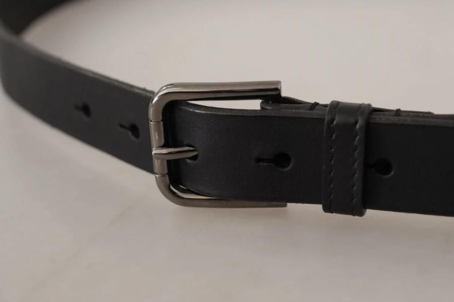 Dolce & Gabbana Zwarte kalfsleren riem met gegraveerd logo en metalen gesp Black Unisex - Foto 6