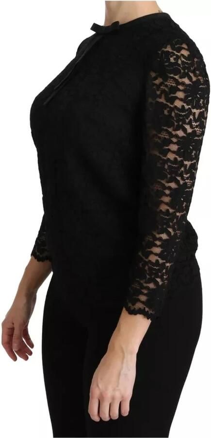 Dolce & Gabbana Elegante Zwarte Bloemenkanten Blouse Top Black Dames - Foto 5