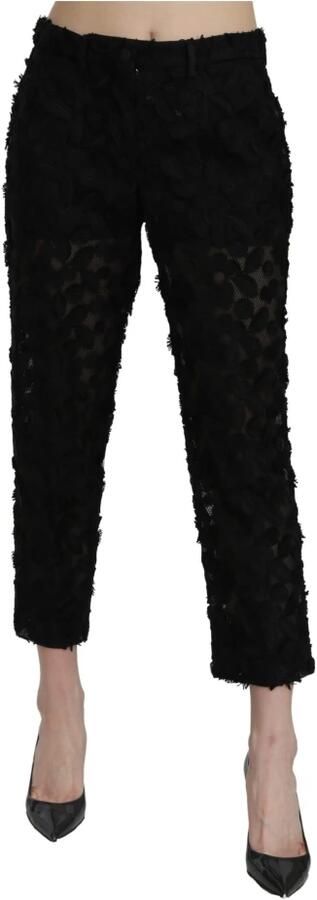 Dolce & Gabbana DG Zwart kant recht bijgesneden hoge taille broek Zwart Dames - Foto 4