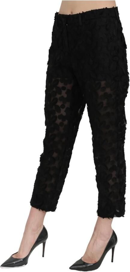 Dolce & Gabbana DG Zwart kant recht bijgesneden hoge taille broek Zwart Dames