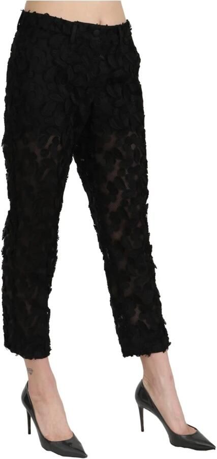 Dolce & Gabbana DG Zwart kant recht bijgesneden hoge taille broek Zwart Dames - Foto 2
