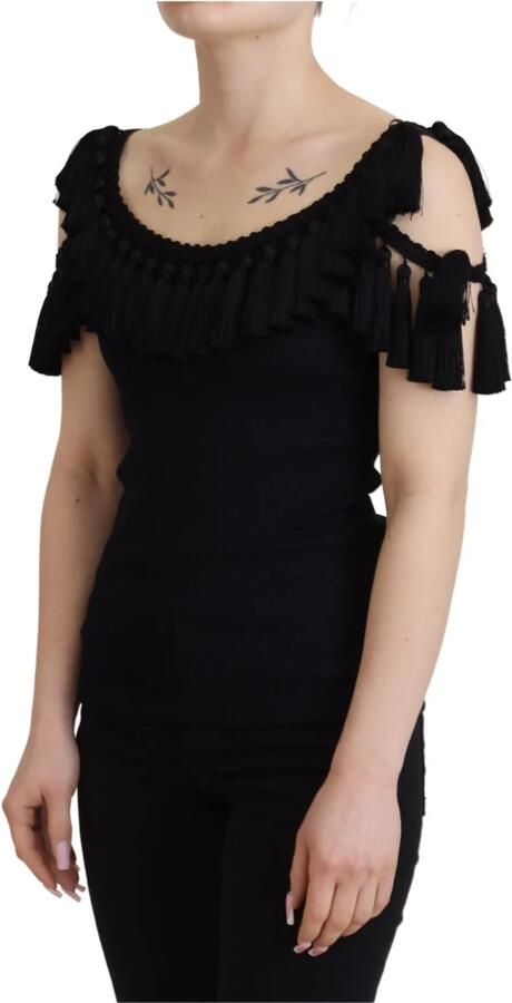 Dolce & Gabbana Zwarte Mouwloze Zijden Jurk met Logo Details Black - Foto 12