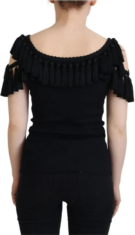 Dolce & Gabbana Zwarte Mouwloze Zijden Jurk met Logo Details Black - Foto 10