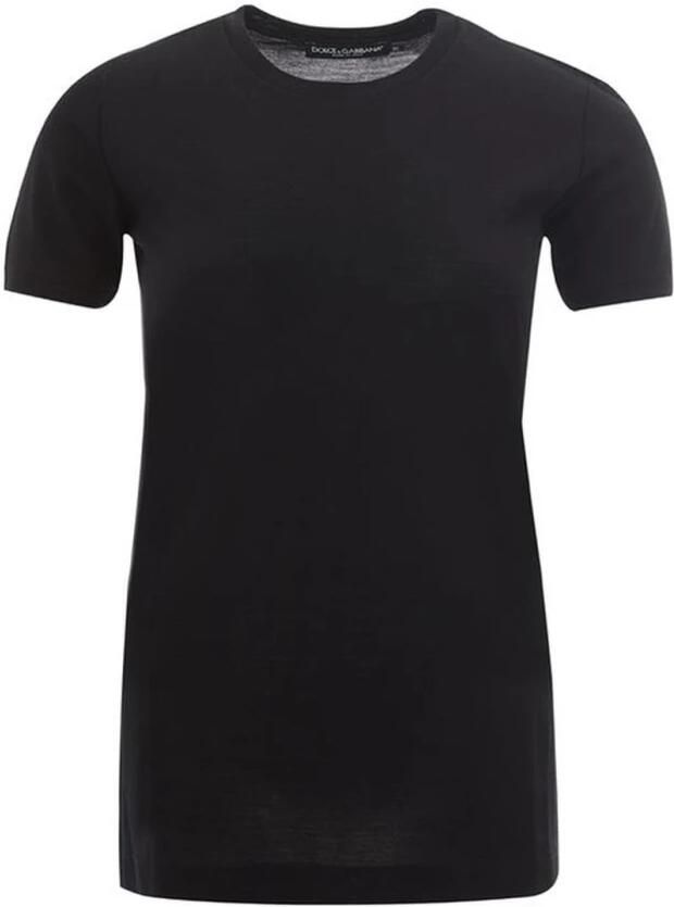 Dolce & Gabbana Zwarte Katoenen Crew Neck T-Shirt Black Dames