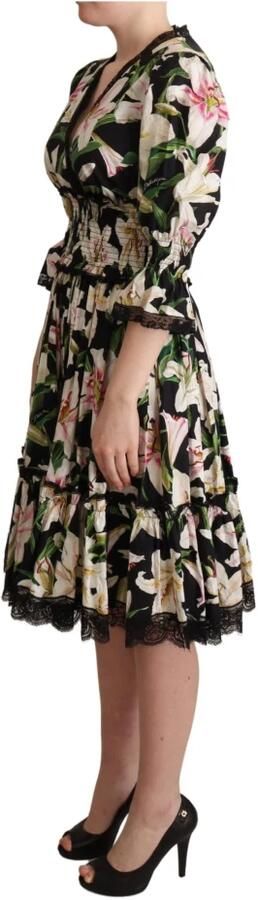 Dolce & Gabbana Zwarte Katoenen Lily Print Jurk Black Dames - Foto 3