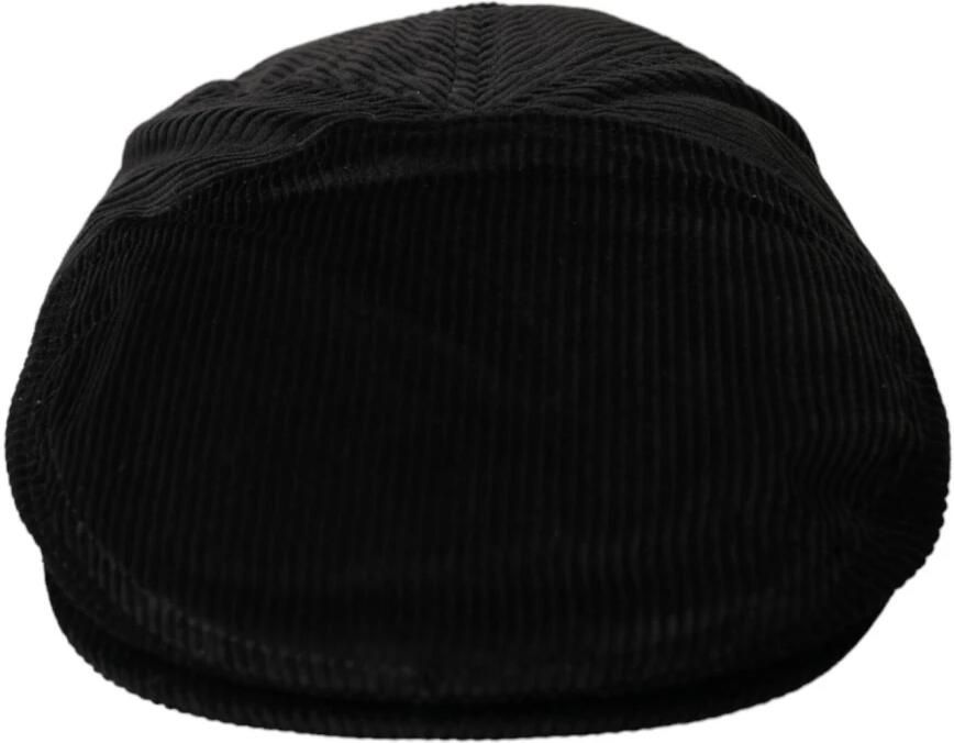 Dolce & Gabbana Zwarte Ribfluwelen Newsboy Cap Mannen Black Heren - Foto 3